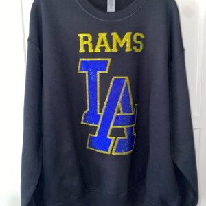 LA Rams Rhinestone fan sweatshirt sparkle game day style size Large